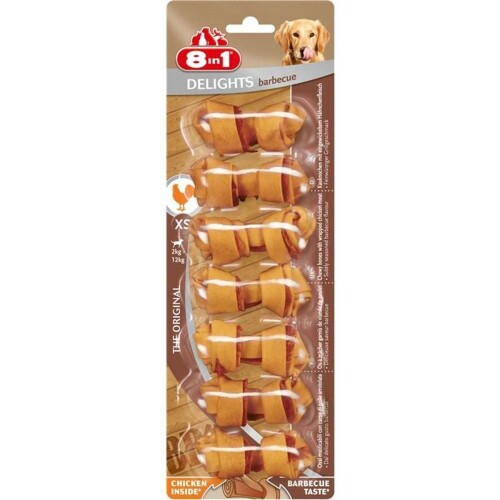 8in1 Delights Barbecue Bones XS Köpek Ödül Kemiği 7'li 84 Gr - 1