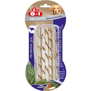 8in1 Delights Twisted Sticks Biftekli Burgu Köpek Ödül Kemiği 10'lu 55 gr - 8in1