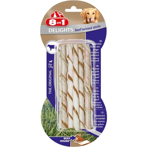 8in1 Delights Twisted Sticks Biftekli Burgu Köpek Ödül Kemiği 10'lu 55 gr - 1
