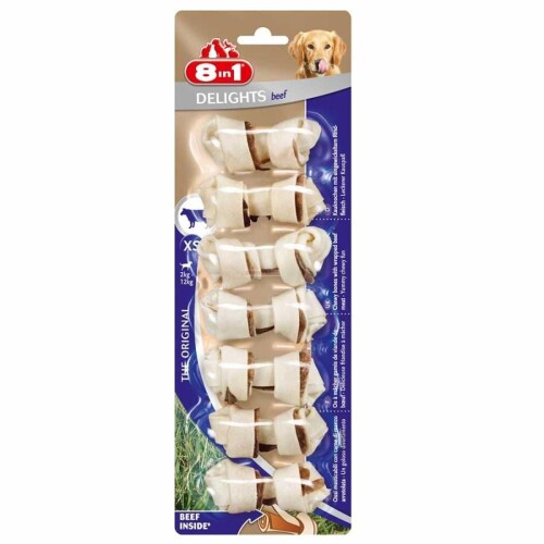 8in1 Delights Bones Biftekli Köpek Ödül Kemiği XS 7'li 84 gr - 1