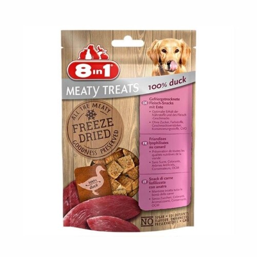 8in1 Meaty Treats Freeze Dried Ördekli Kurutulmuş Tahılsız Köpek Ödülü 50 Gr - 1