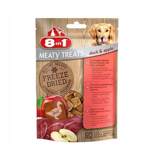8in1 Meaty Treats Freeze Dried Ördekli ve Elmalı Kurutulmuş Tahılsız Köpek Ödülü 50 Gr - 1