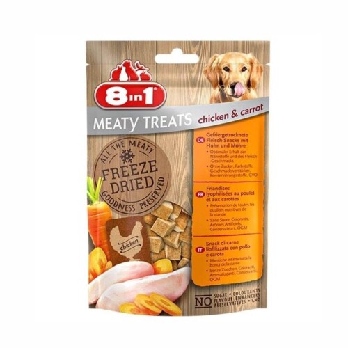 8in1 Meaty Treats Freeze Dried Tavuklu ve Havuçlu Kurutulmuş Tahılsız Köpek Ödülü 50 Gr - 1