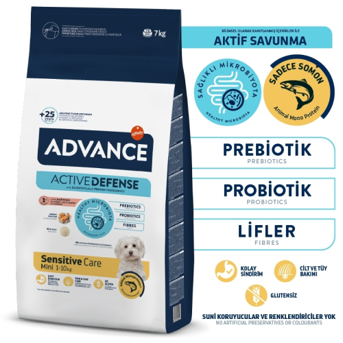 Advance Mini Sensitive Deri ve Tüy Sağlığı Özel Somonlu Küçük Irk Yetişkin Köpek Maması 7 kg - 2