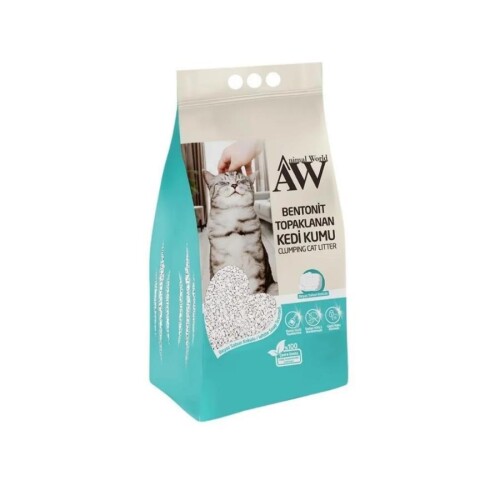 Animal World Beyaz Sabun Kokulu Extra Güçlü Topaklanan Bentonit Kedi Kumu 10 LT - 1