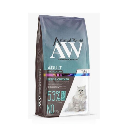 Animal World Multicolour Biftek ve Tavuklu Yetişkin Kedi Maması 15 Kg - 1