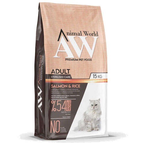 Animal World Somonlu Kısırlaştırılmış Yetişkin Kedi Maması 15 kg - 1