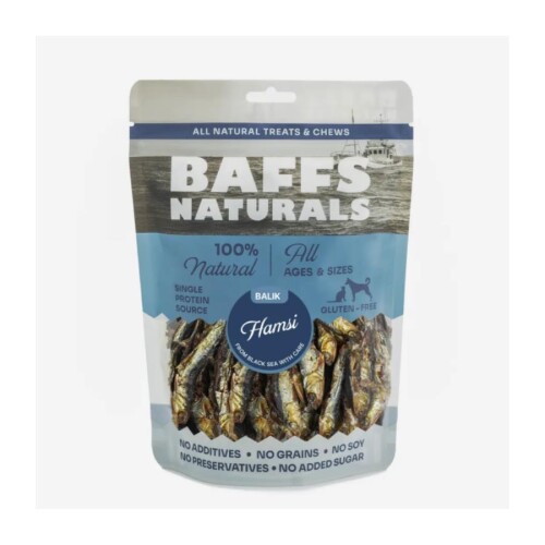 Baffs Hamsi Balık %100 Doğal Çiğnemelik Köpek Ödül Maması 100 gr - 1