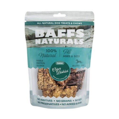 Baffs Naturals Kurutulmuş Dana Ciğer Bisküvi Köpek Ödülü 100 gr - 1
