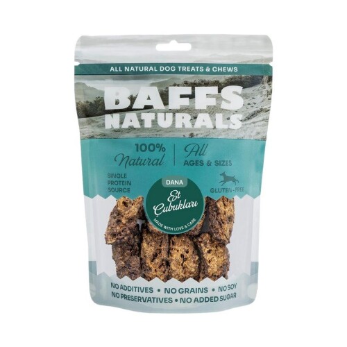 Baffs Naturals Kurutulmuş Dana Et Çubukları Köpek Ödülü 100 gr - 1