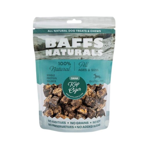 Baffs Naturals Kurutulmuş Dana Küp Ciğer Köpek Ödülü 100 gr - 1