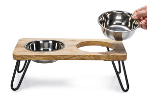 Beeztees DBL Kedi İkili Mama ve Su Kabı, Paslanmaz Çelik, Beyaz, 31x16x10cm, 2x350ml - 6