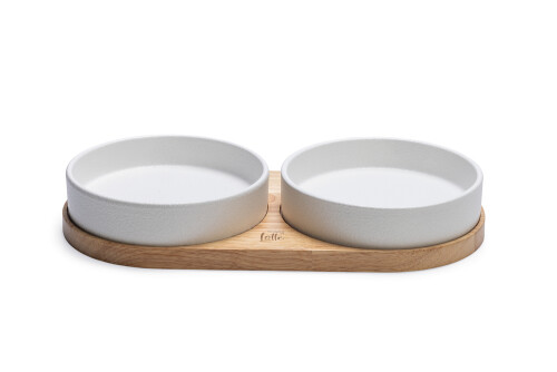 Beeztees DBL Kedi İkili Mama ve Su Kabı, Seramik, Beyaz, 34x17,5x5,5cm, 2x350ml - 6