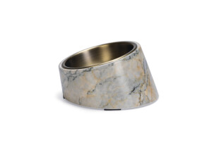 Beeztees DBL Kedi Mama Su Kabı, Paslanmaz Çelik, Bej Mermer Görünümlü, 14,5x3,3x7,6cm, 160ml - Beeztees