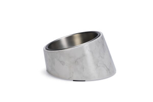 Beeztees DBL Kedi Mama Su Kabı, Paslanmaz Çelik, Beyaz Mermer Görünümlü, 14,5x3,3x7,6cm, 160ml - Beeztees
