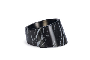 Beeztees DBL Kedi Mama Su Kabı, Paslanmaz Çelik, Siyah Mermer Görünümlü, 14,5x3,3x7,6cm, 160ml - Beeztees