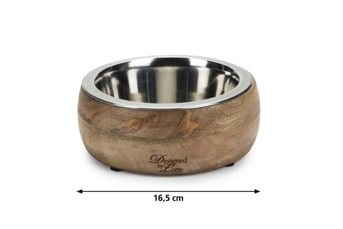 Beeztees DBL Köpek Mama Su Kabı, Dışı Masif Ahşap, Paslanmaz Çelik, 16,5cm, 650ml - 7
