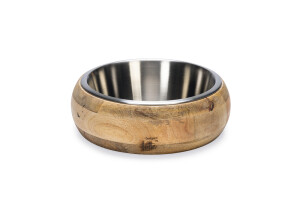 Beeztees DBL Köpek Mama Su Kabı, Dışı Masif Ahşap, Paslanmaz Çelik, 21cm, 1300ml - Beeztees