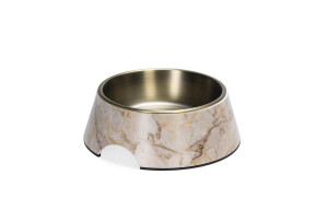 Beeztees DBL Köpek Mama Su Kabı, Mat Altın Rengi Paslanmaz Çelik, Bej Mermer Görünümlü, 22cm, 700ml - 7