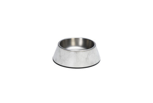 Beeztees DBL Köpek Mama Su Kabı, Mat Paslanmaz Çelik, Beyaz Mermer Görünümlü, 14cm, 160ml - 1