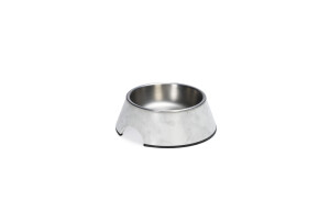 Beeztees DBL Köpek Mama Su Kabı, Mat Paslanmaz Çelik, Beyaz Mermer Görünümlü, 14cm, 160ml - 4