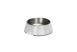 Beeztees DBL Köpek Mama Su Kabı, Mat Paslanmaz Çelik, Beyaz Mermer Görünümlü, 17,5cm, 350ml - 4