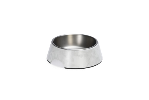 Beeztees DBL Köpek Mama Su Kabı, Mat Paslanmaz Çelik, Beyaz Mermer Görünümlü, 17,5cm, 350ml - 4