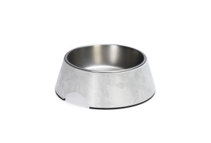 Beeztees DBL Köpek Mama Su Kabı, Mat Paslanmaz Çelik, Beyaz Mermer Görünümlü, 22cm, 700ml - 3