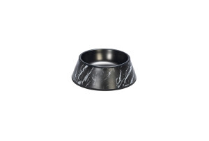 Beeztees DBL Köpek Mama Su Kabı, Mat Siyah Paslanmaz Çelik, Siyah Mermer Görünümlü, 14cm, 160ml - Beeztees
