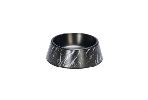 Beeztees DBL Köpek Mama Su Kabı, Mat Siyah Paslanmaz Çelik, Siyah Mermer Görünümlü, 17,5cm, 350ml - Beeztees