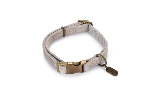 Beeztees DBL Köpek Tasması, Kadife, Gri, 26-40cm, 15mm - 1