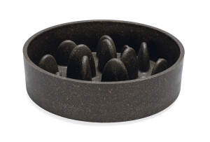 Beeztees DBL Köpek Yavaş Besleme Mama Kabı, Bambu, Antrasit, 21cm, 1430ml - Beeztees