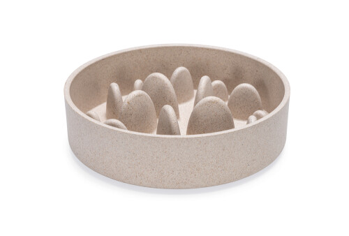 Beeztees DBL Köpek Yavaş Besleme Mama Kabı, Bambu, Bej, 17cm, 800ml - 1