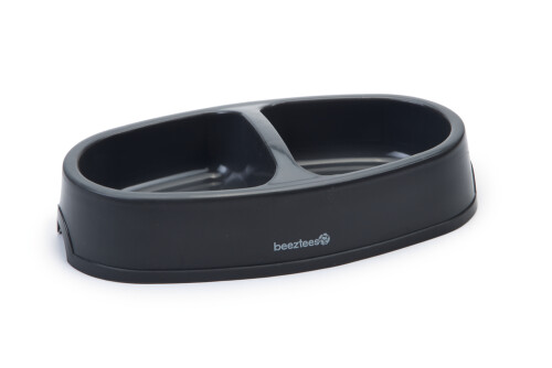 Beeztees İkili Mama ve Su Kabı, Plastik, Antrasit, 27x16,5x6cm, 2x400ml - 1