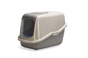 Beeztees Kapalı Kedi Tuvaleti, Koku Filtreli, Bej Gri, 56x39x39cm - Beeztees