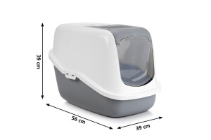 Beeztees Kapalı Kedi Tuvaleti, Koku Filtreli, Gri Beyaz, 56x39x39cm - 2