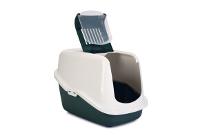 Beeztees Kapalı Kedi Tuvaleti, Koku Filtreli, Koyu Yeşil Beyaz, 56x39x39cm - 2