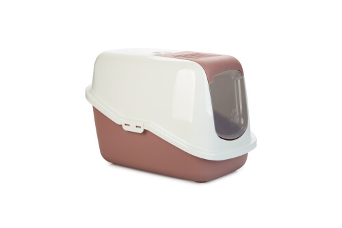 Beeztees Kapalı Kedi Tuvaleti, Koku Filtreli, Pembe Beyaz, 56x39x39cm - 1