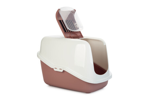 Beeztees Kapalı Kedi Tuvaleti, Koku Filtreli, Pembe Beyaz, 56x39x39cm - 2