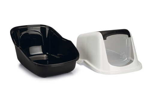 Beeztees Kapalı Kedi Tuvaleti, Koku Filtreli, Siyah Beyaz, 56x39x39cm - 3