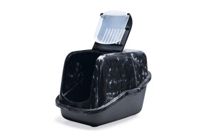 Beeztees Kapalı Kedi Tuvaleti, Koku Filtreli, Siyah Mermer Antrasit, 56x39x39cm - 3