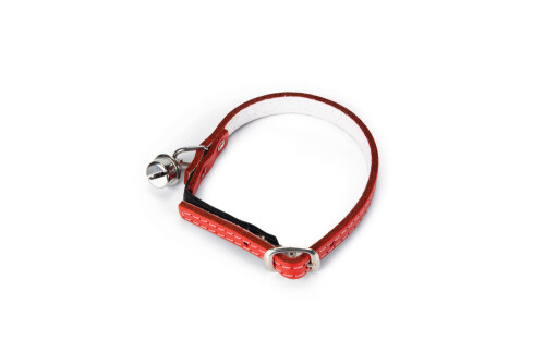 Beeztees Kedi Boyun Tasması, Deri, Zilli, Kırmızı, 24-29cm - 1