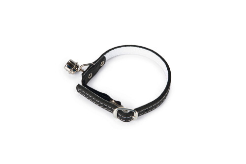 Beeztees Kedi Boyun Tasması, Deri, Zilli, Siyah, 24-29cm - 1