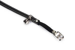Beeztees Kedi Boyun Tasması, Deri, Zilli, Siyah, 24-29cm - 2