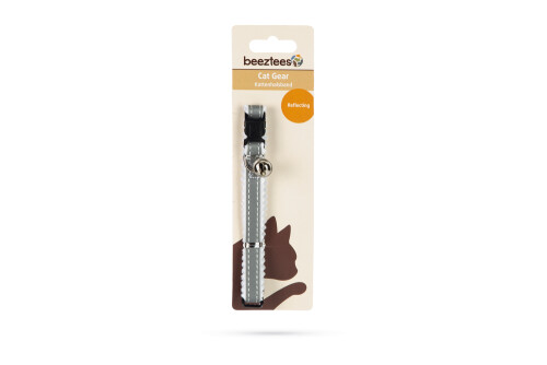 Beeztees Kedi Boyun Tasması, Fosforlu Gri Beyaz, 24,5-29,5cm - 2