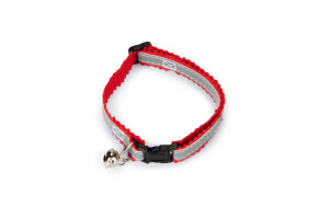 Beeztees Kedi Boyun Tasması, Fosforlu Gri Kırmızı, 24,5-29,5cm - Beeztees