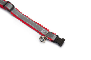 Beeztees Kedi Boyun Tasması, Fosforlu Gri Kırmızı, 24,5-29,5cm - 3
