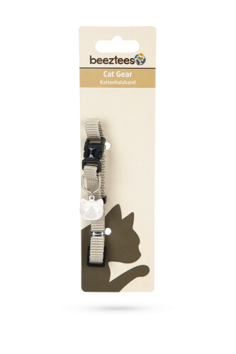 Beeztees Kedi Boyun Tasması, Zilli, Açık Gri, 20-30cm - 2