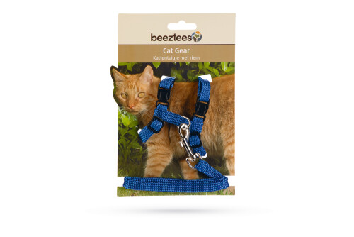 Beeztees Kedi Göğüs Tasması ve Gezdirme Kayışı, 130cm, Mavi - 2