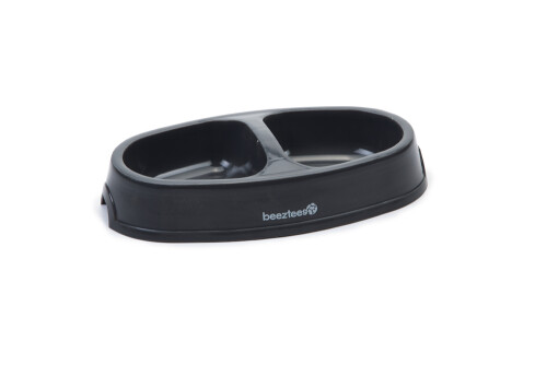 Beeztees Kedi İkili Mama ve Su Kabı, Plastik, Antrasit, 2x150ml - 1